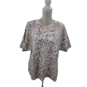 Donnkenny Floral Short-Sleeve Knit Top - Pastel Multi